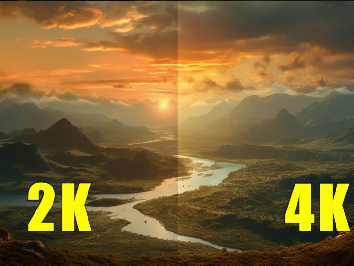 4k vs 2k resolution, showing the difference in horizontal and vertical resolution, pixel count, and aspect ratio